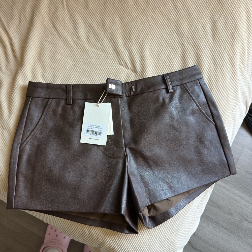 Peppermayo Dark Brown High Waist Shorts - Picture 2 of 5